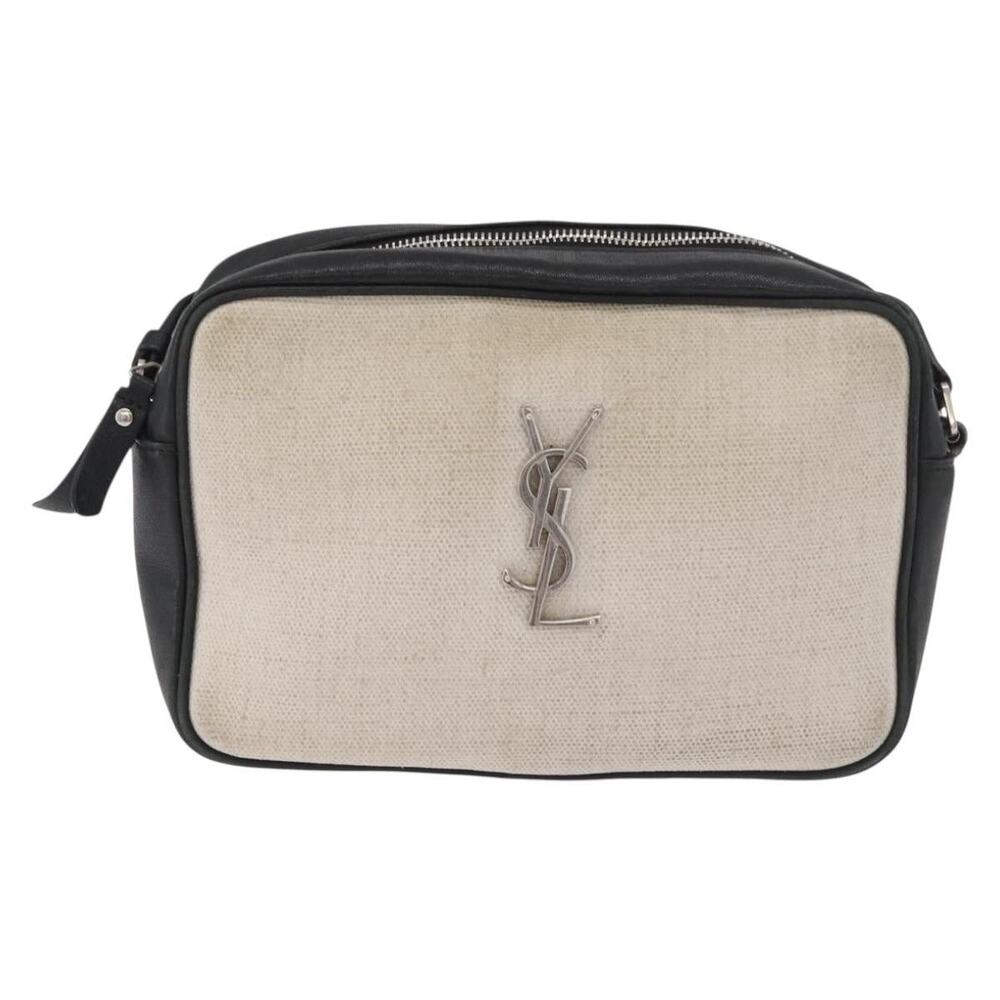 Saint Laurent Coated Canvas Shoulder Bag Silver